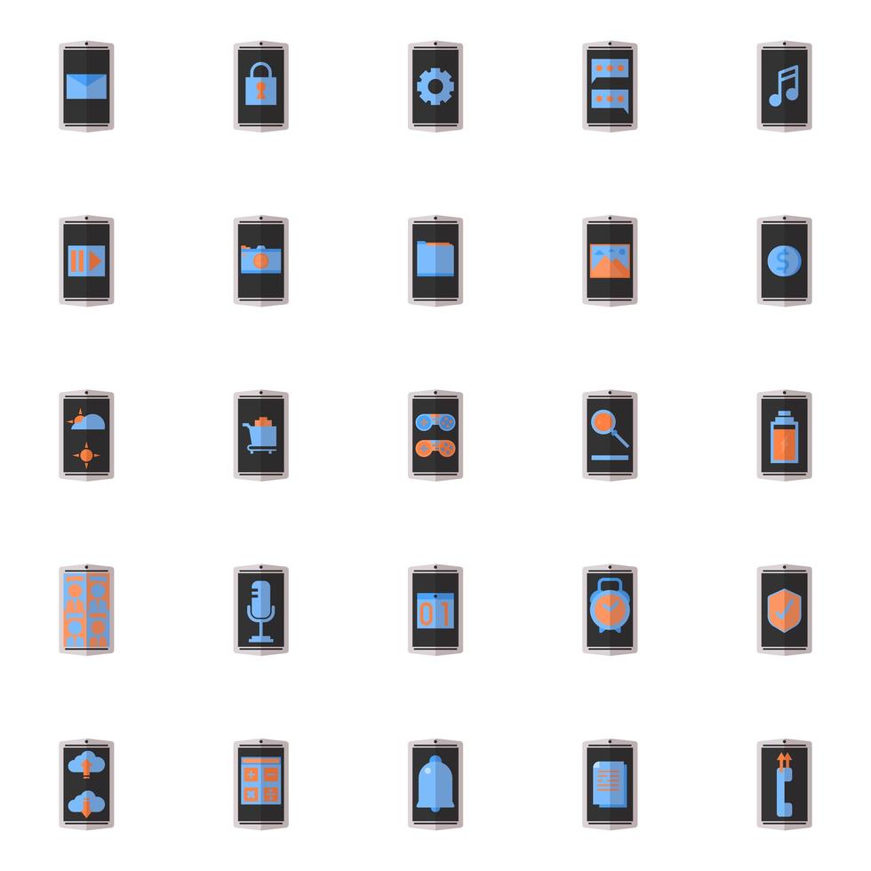 Application on smartphone icon set vector
