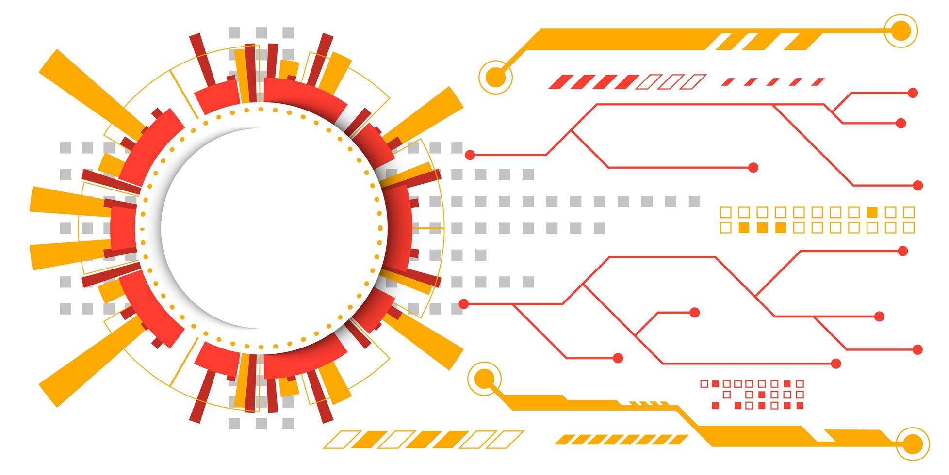 diseño de tecnología de circuito abstracto naranja y amarillo vector