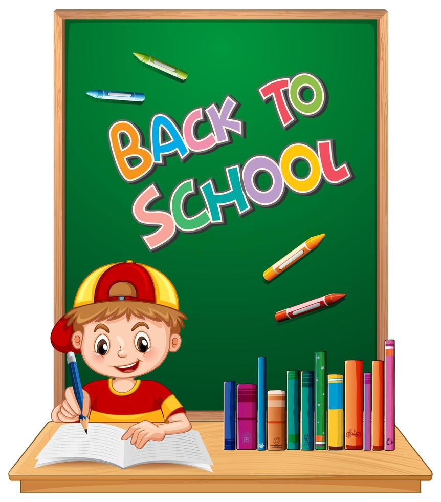 ''Back to School'' template with Boy vector