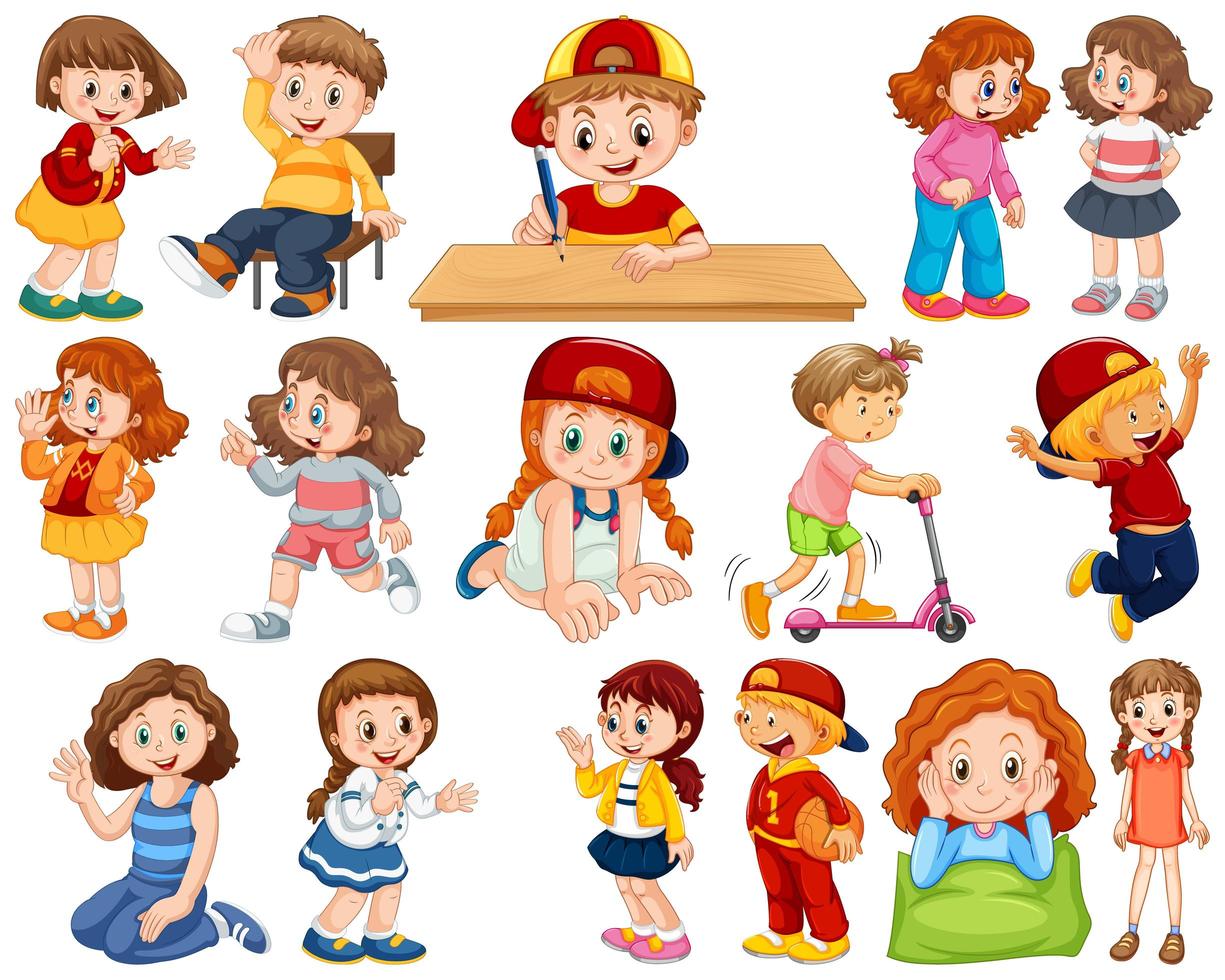 niños actuando varios roles vector