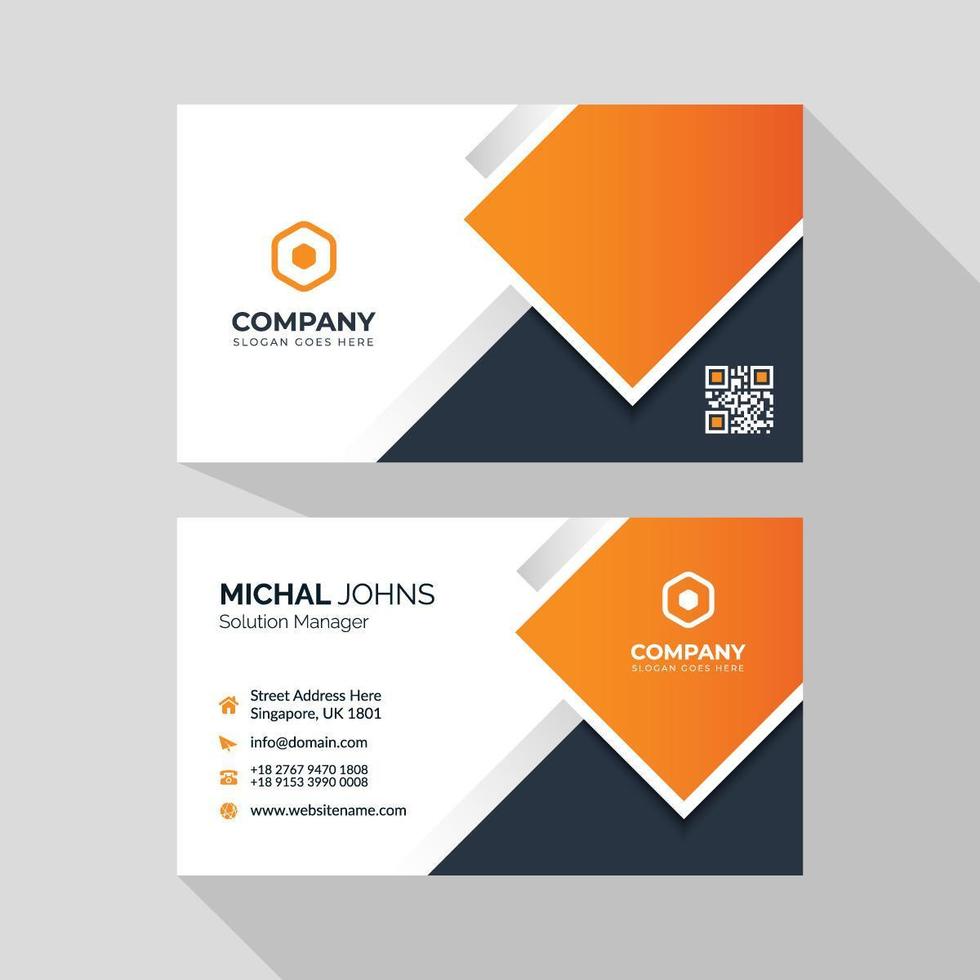 Orange business card design vector