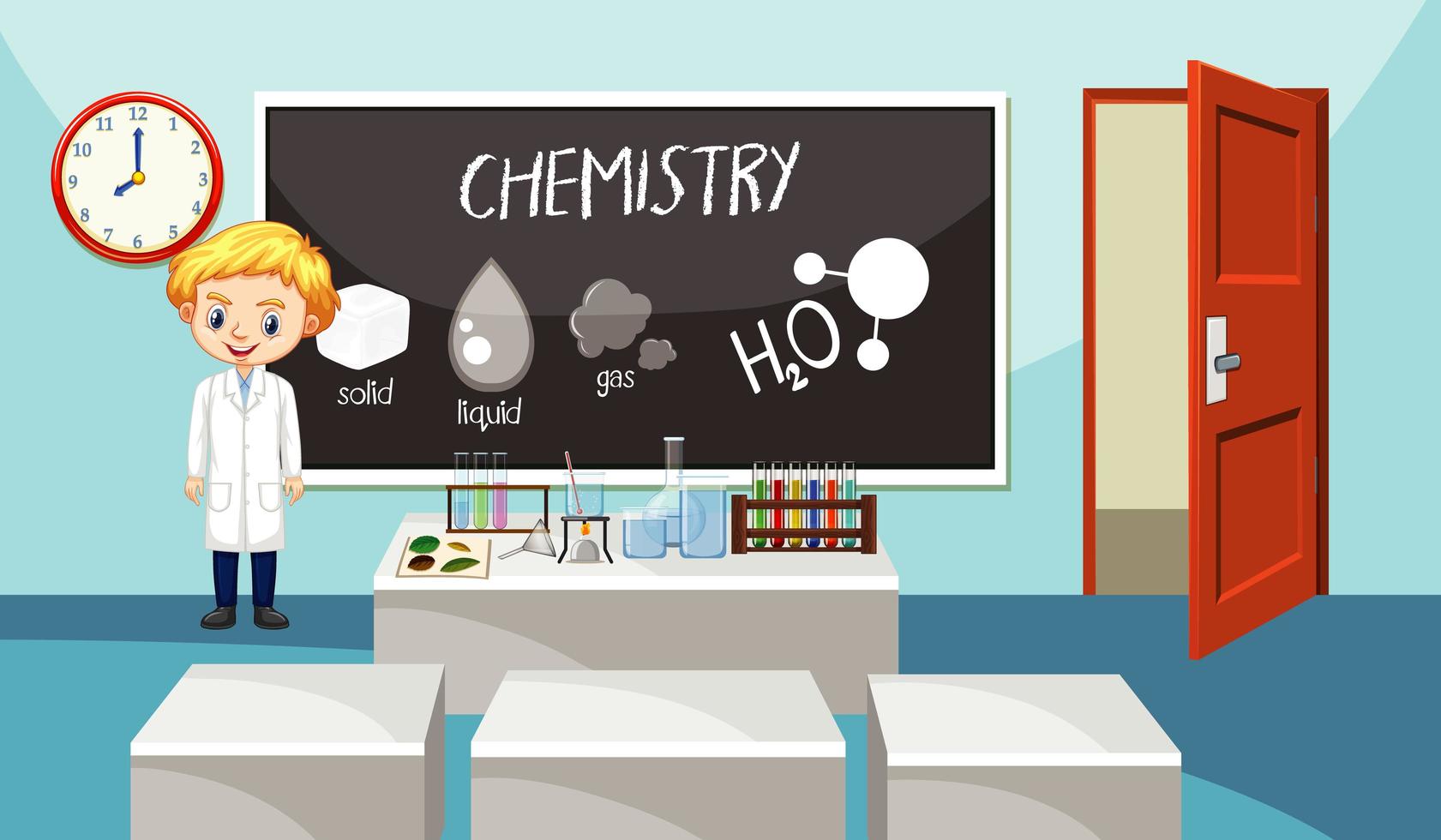 Classroom with Science Teacher vector