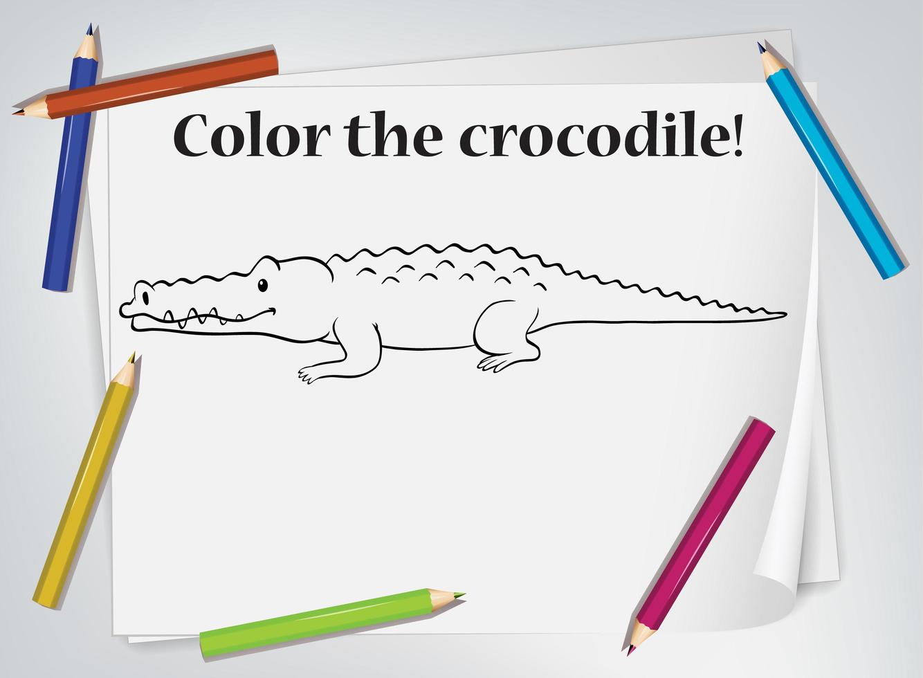 Crocodile Coloring Worksheet vector