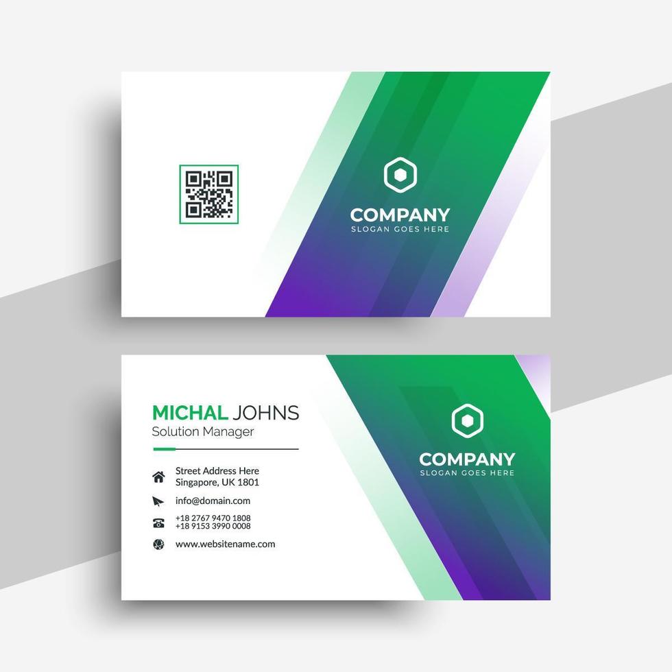 Green business card template  vector