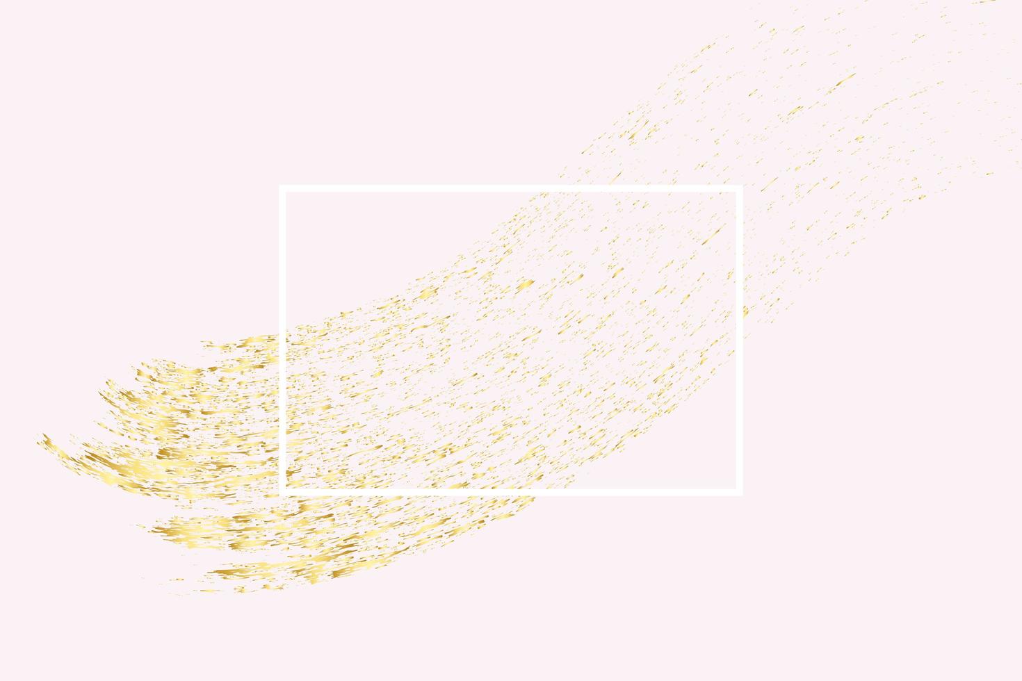 White rectangle frame and gold brush stroke on pink vector