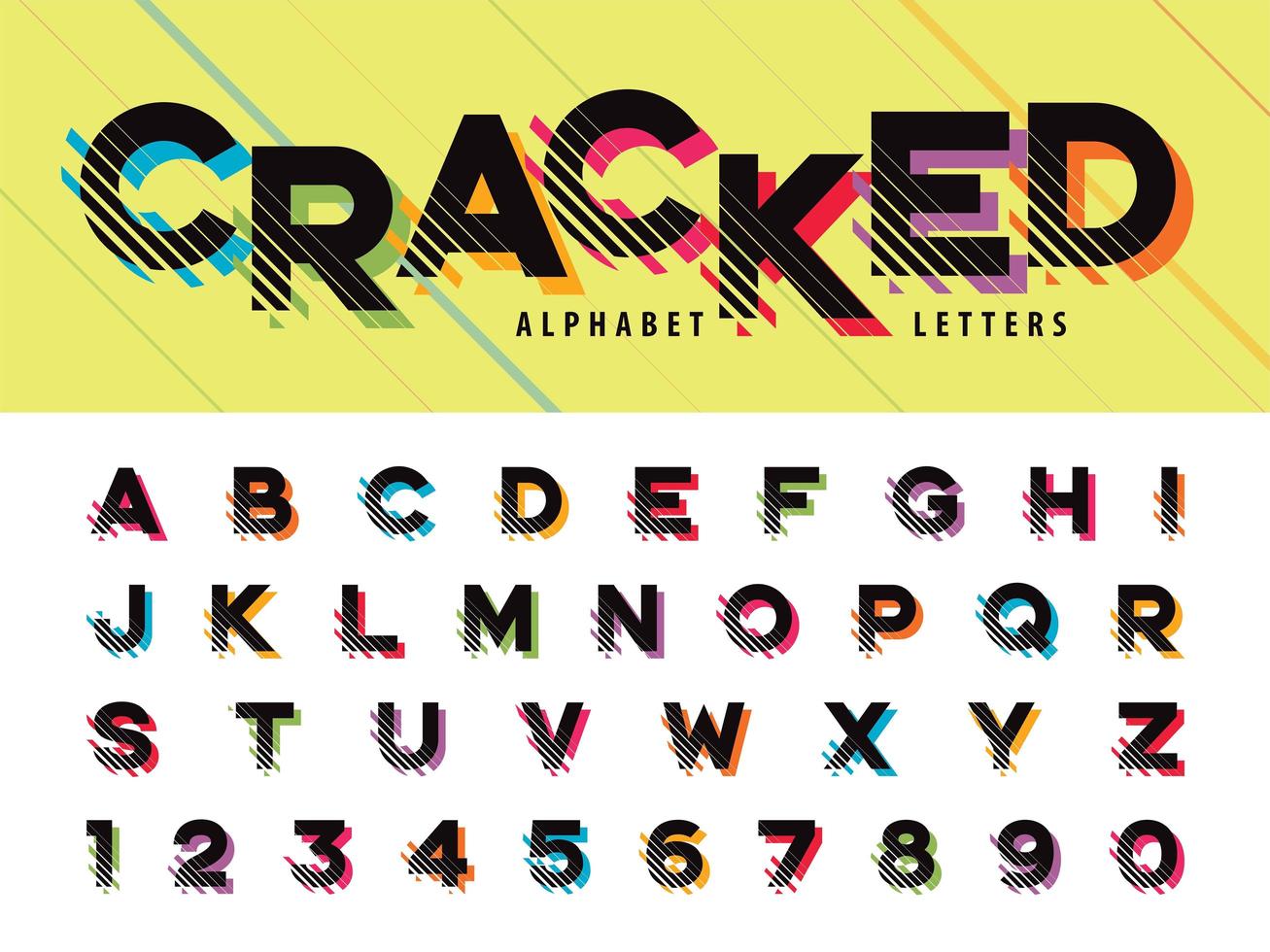 Letras Del Alfabeto Y Numeros Agrietados Descargar Vectores