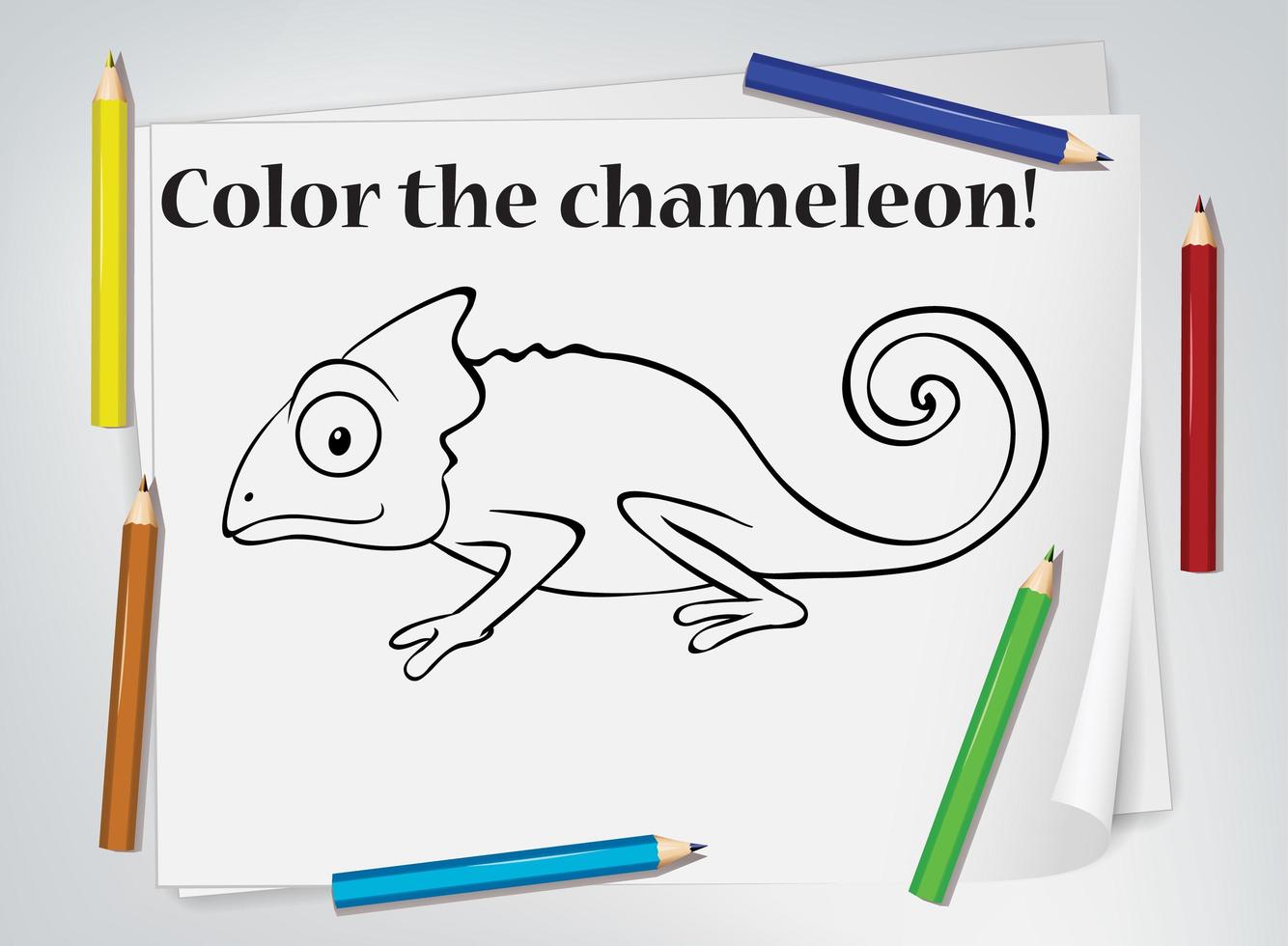 Chameleon Coloring Worksheet vector