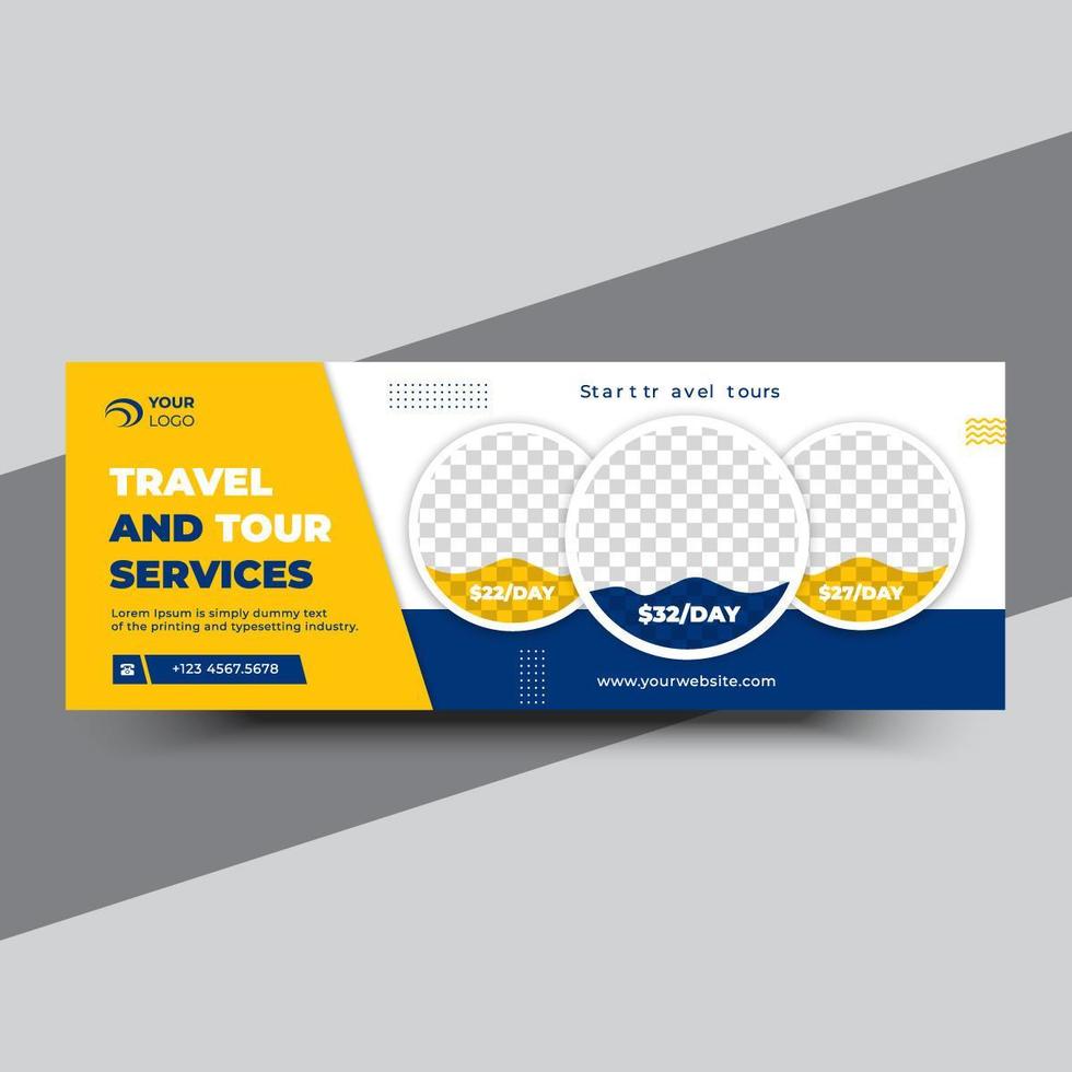 Yellow travel and tour banner template vector