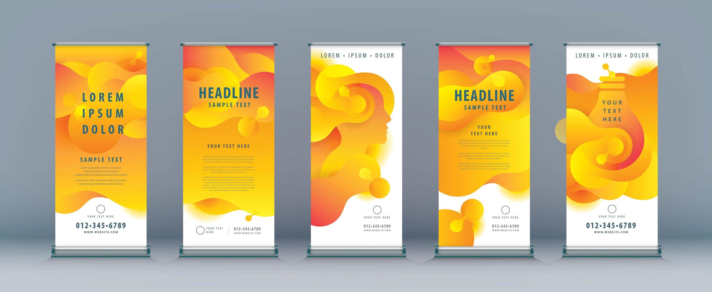 Yellow Abstract Liquid Shape set vector