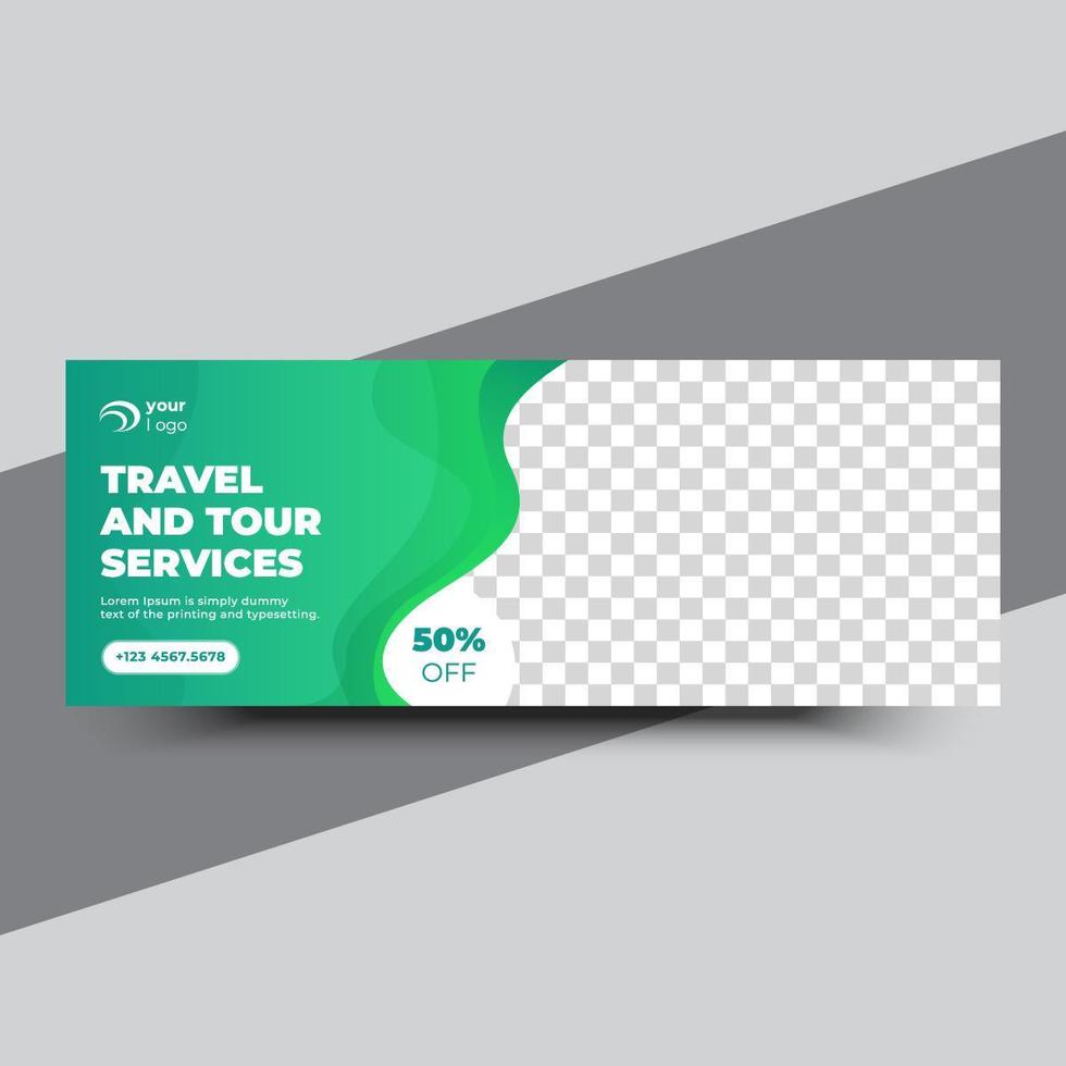 Green travel and tour banner template vector