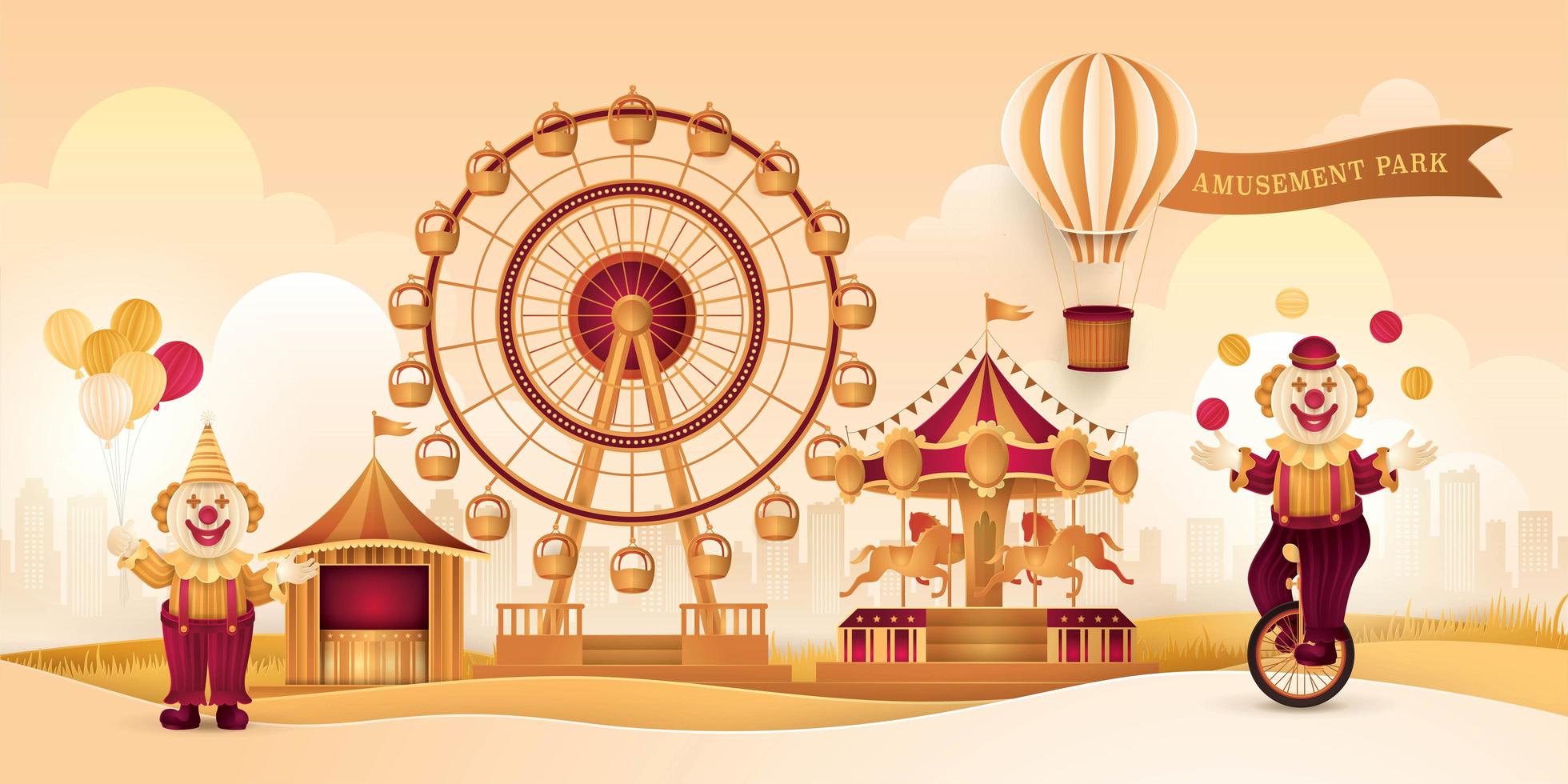 paisaje del parque de atracciones vector