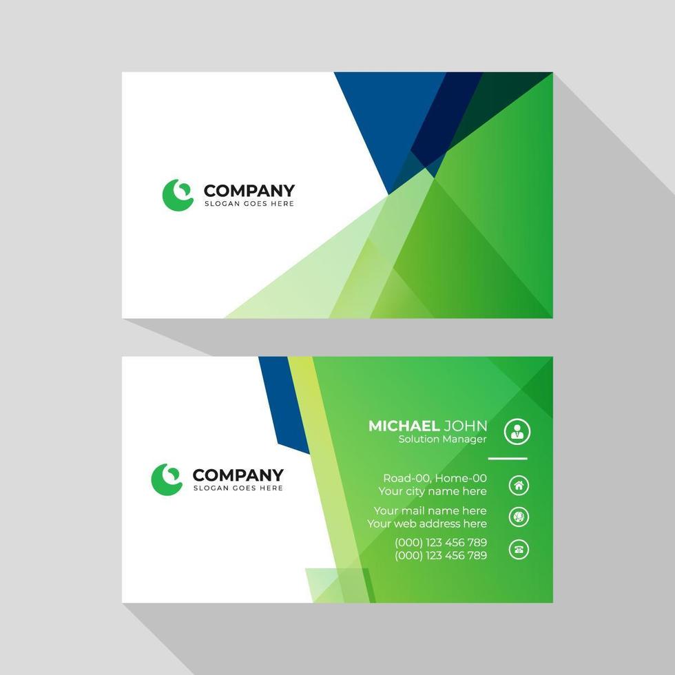 Business card template with abstract green shapes vector