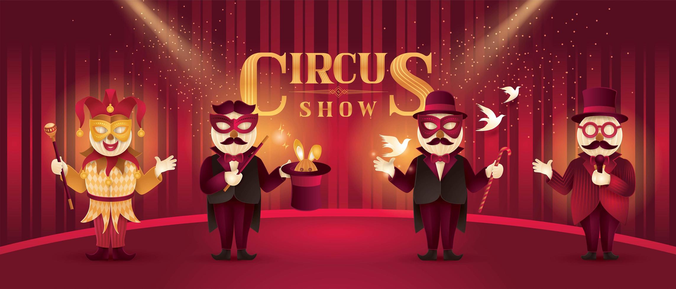 Circus Artists Actors show set vector