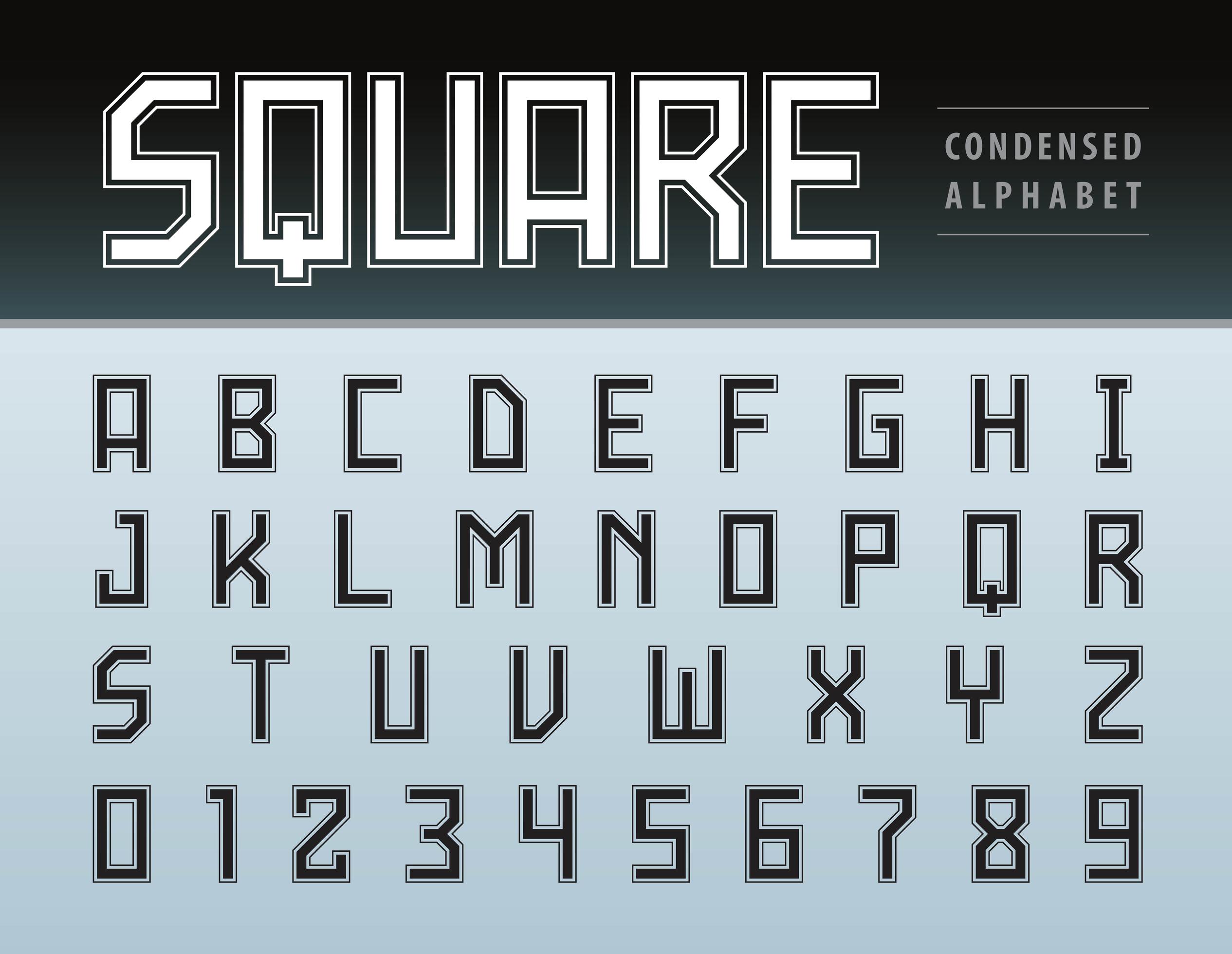 Square Alphabet Letters and numbers 1181253 Vector Art at Vecteezy