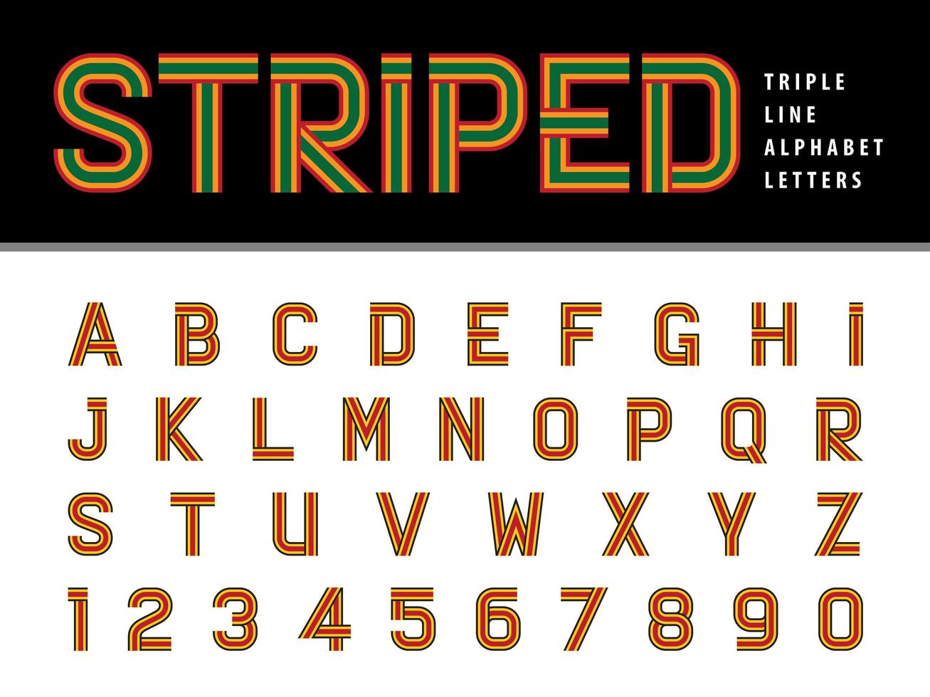 Striped Alphabet Letters and numbers vector