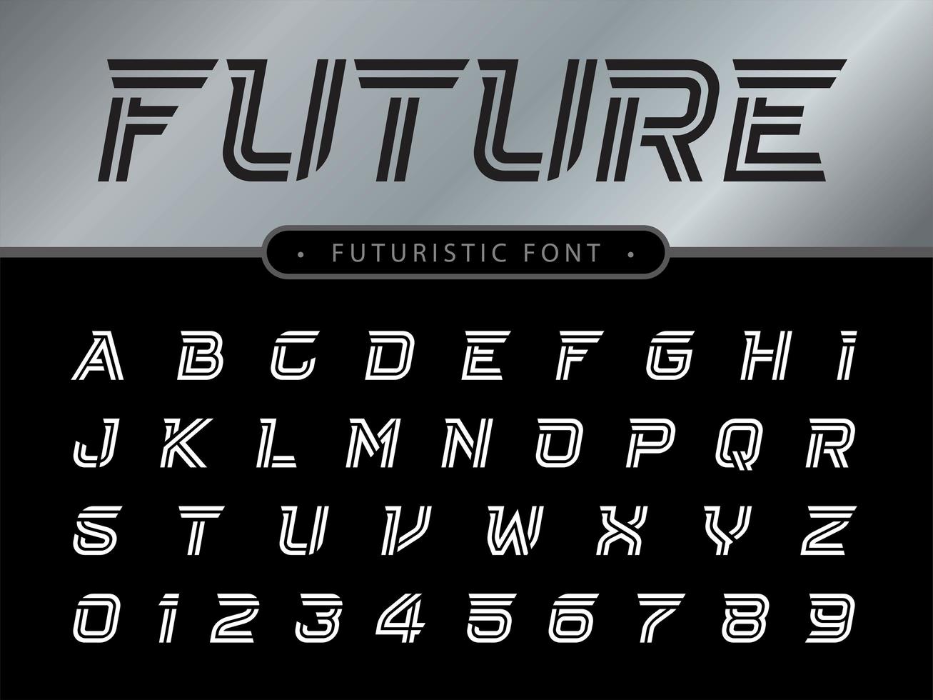  Future Techno stylized font vector