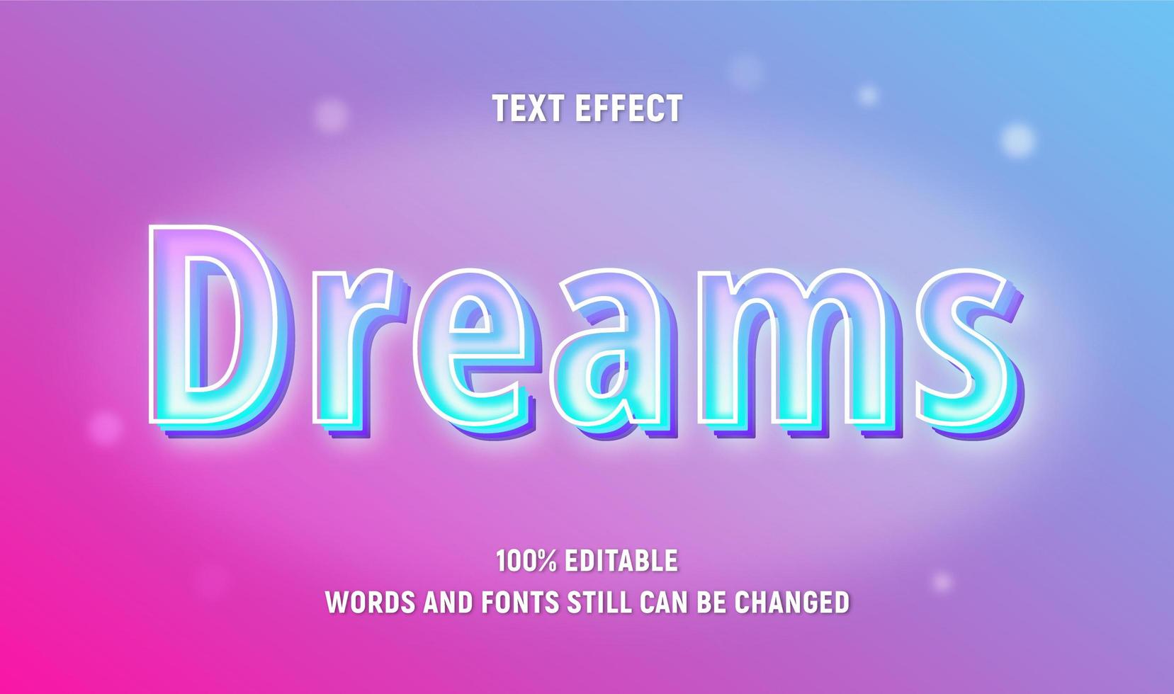 Neon pastel editable dreams text vector