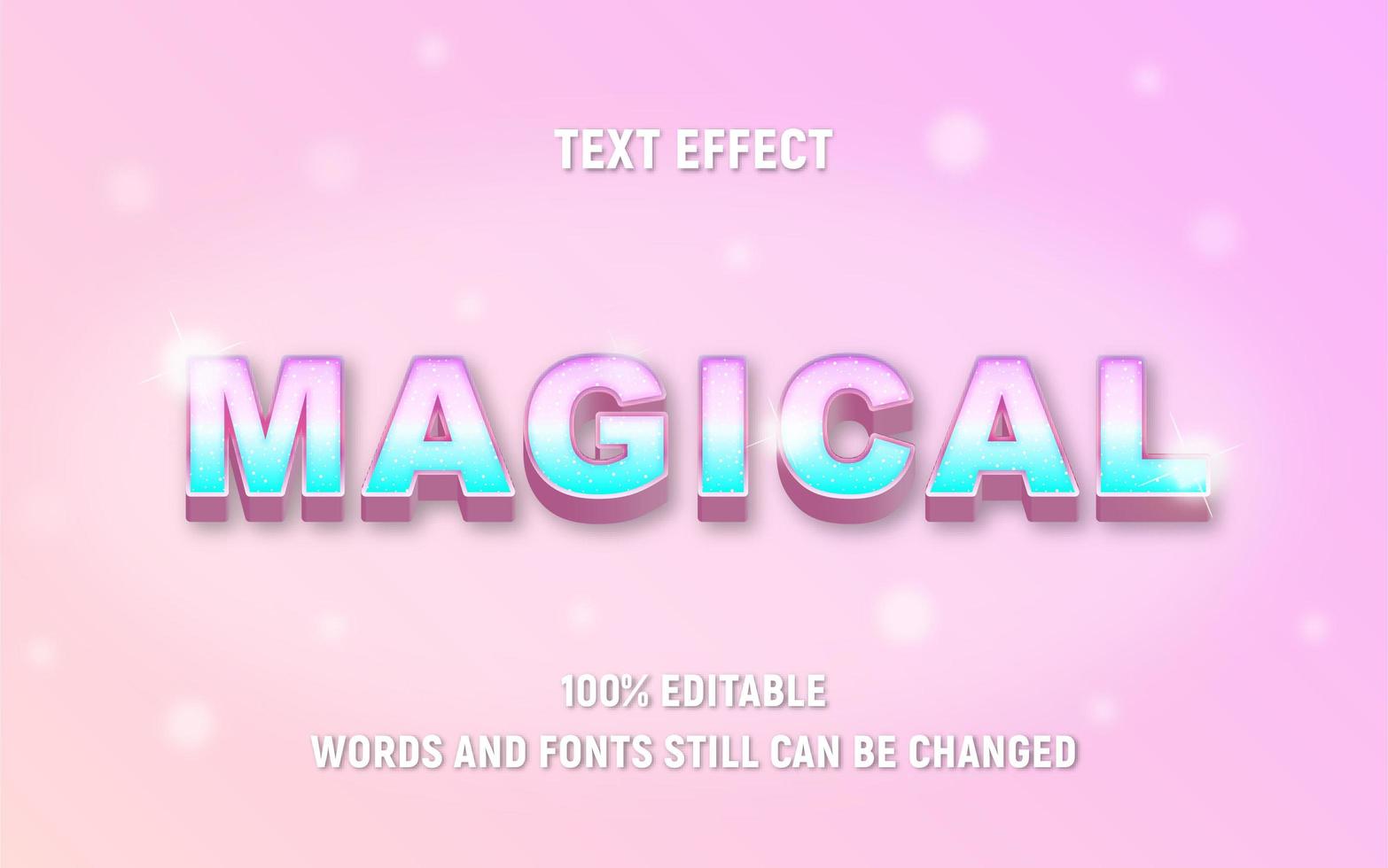 Editable gradient pastel color magical text vector