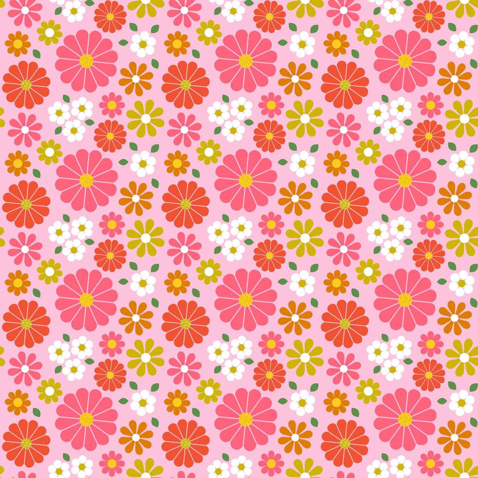 patrón floral transparente retro con tonos rosados vector