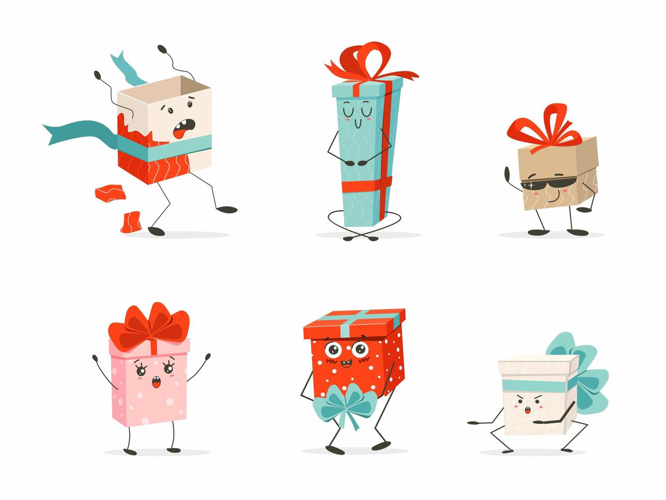 Set of cartoon gift boxes vector