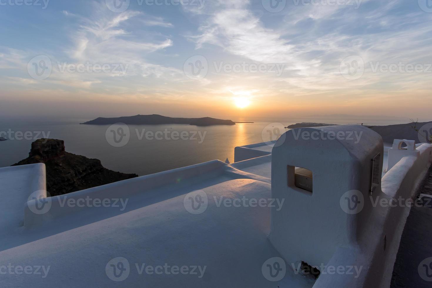 Sunset Landscape, Town of Imerovigli, Santorini, Thira, Cyclades photo
