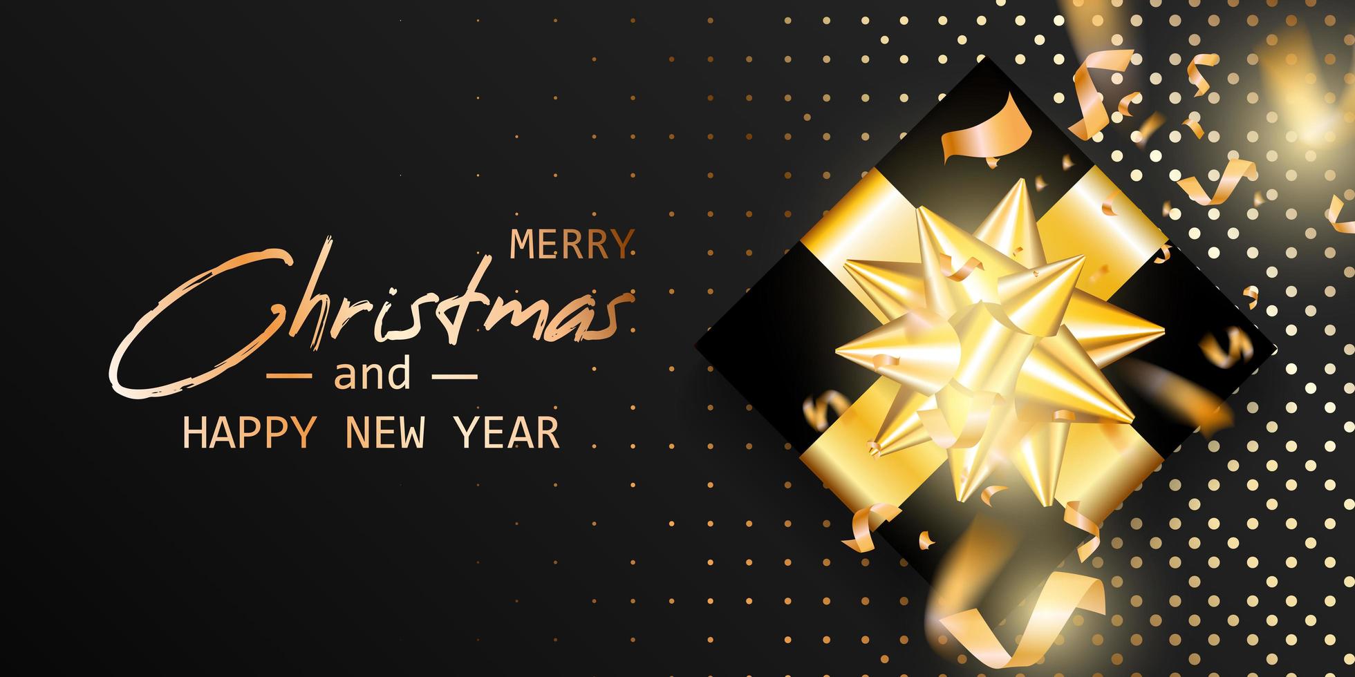 Merry Christmas and Happy New Year card vector