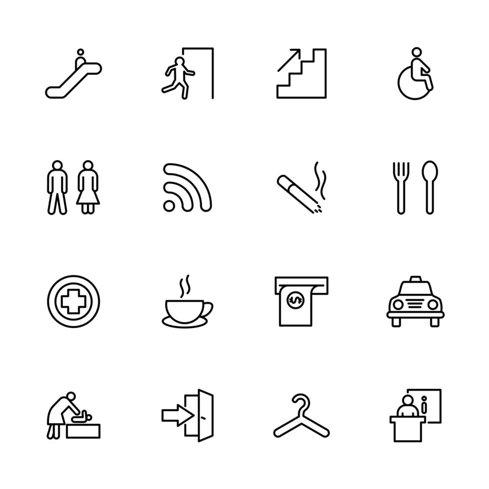 Set of Line Icons for Public Navigation Symbols vector