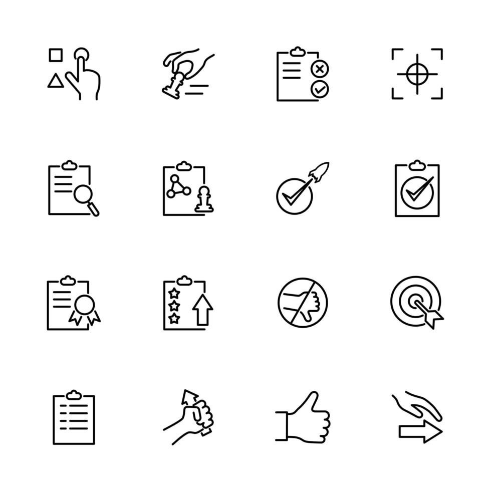 Set of Line Icons for Protocol of the Quality Control vector