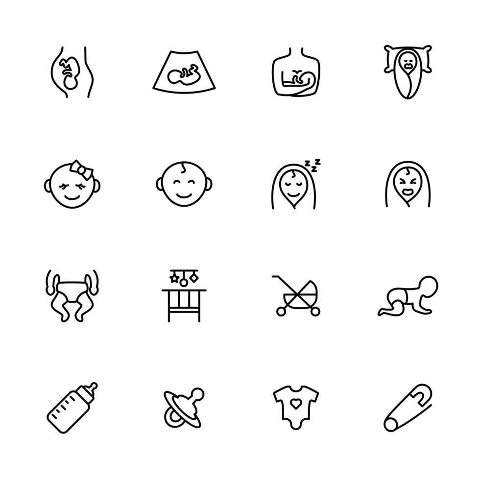 Set of Line Icons for Baby Care vector