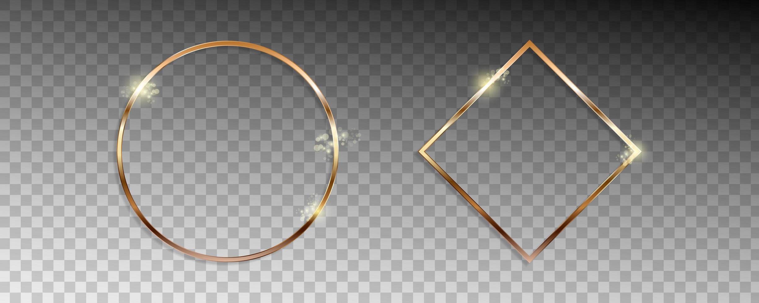 Golden shape frames with lights effects vector