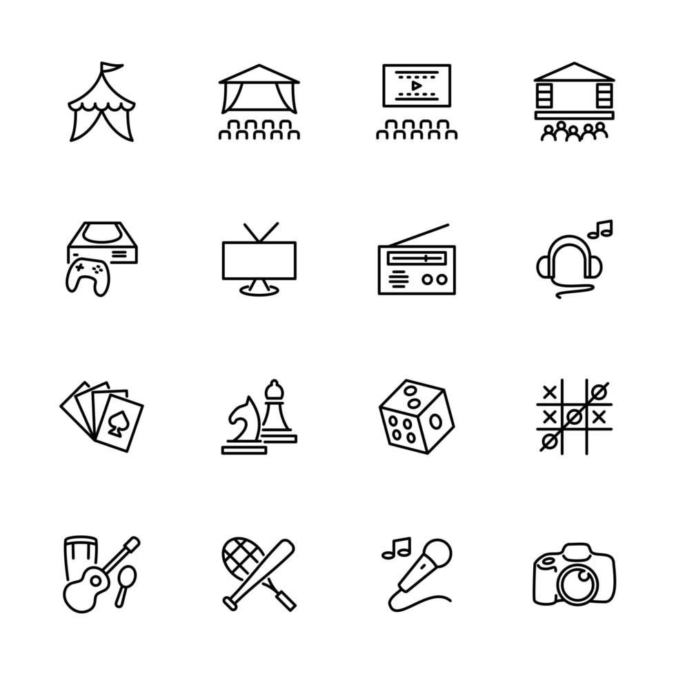 Recreation and  entertainment thin line icon set  vector