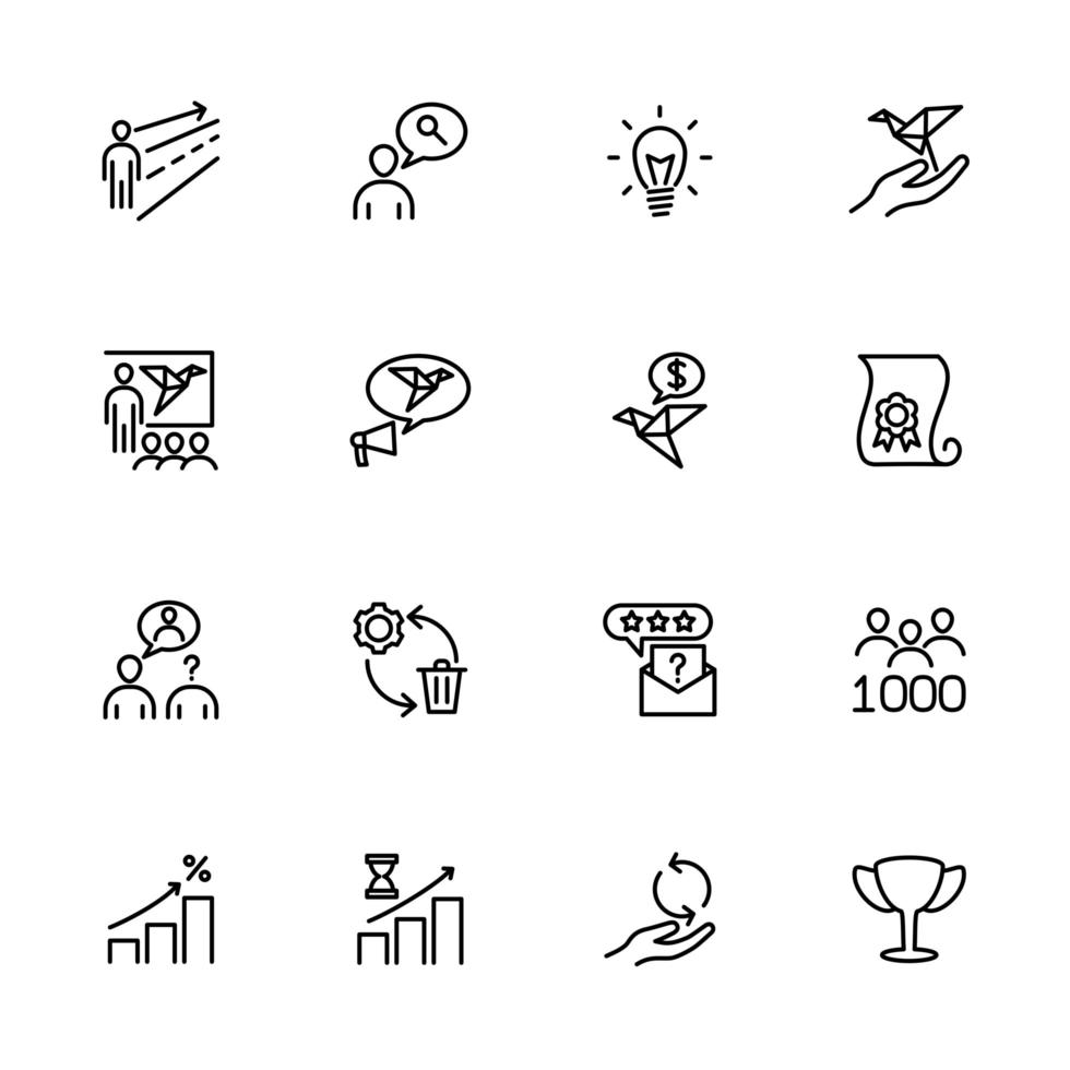 Set of Line Icons for Start Up Starting Method vector