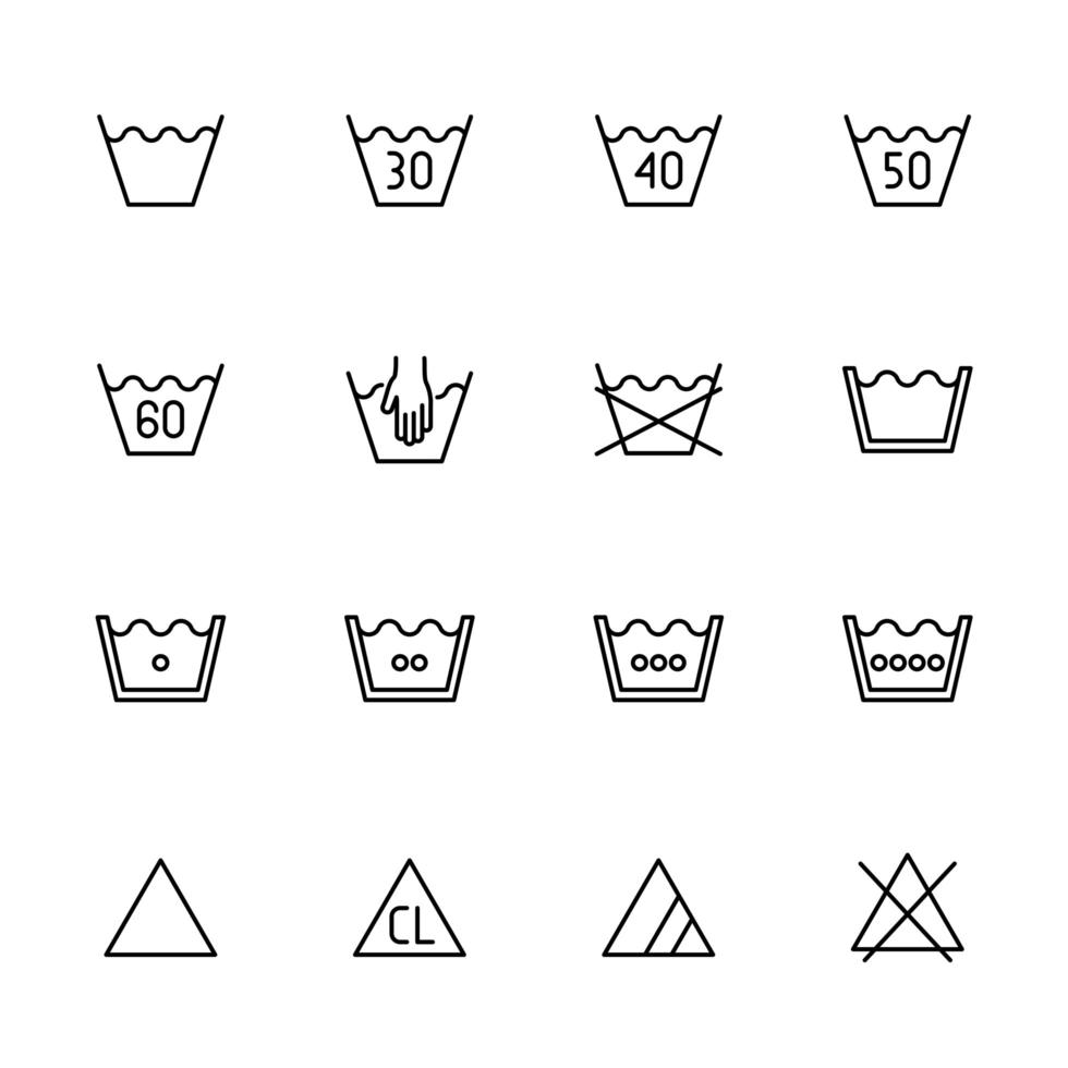 Set of Line Icon for Laundry Cleaning Symbols vector