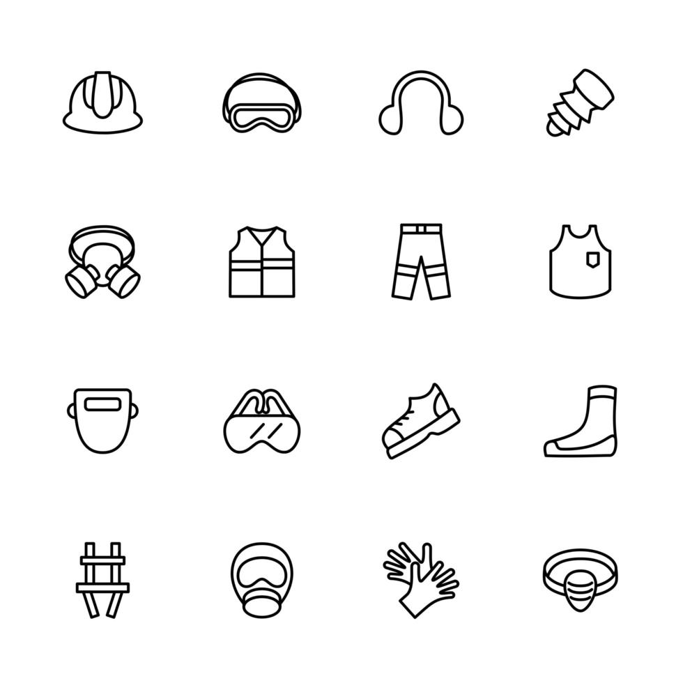 Set of Line Icons for Mandatory Safety Apparel vector