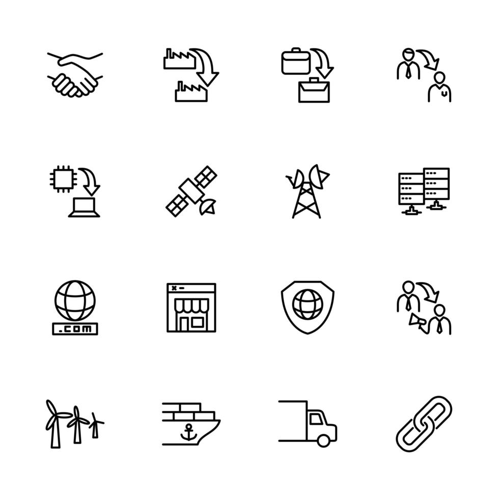 Set of Line Icons for Business to Business Relations vector