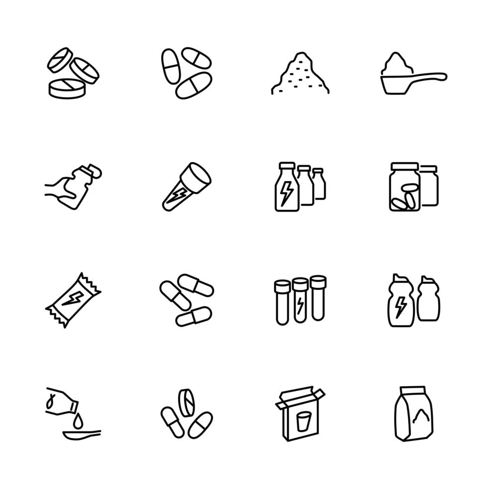 Set of Line Icons for Food Supplements vector