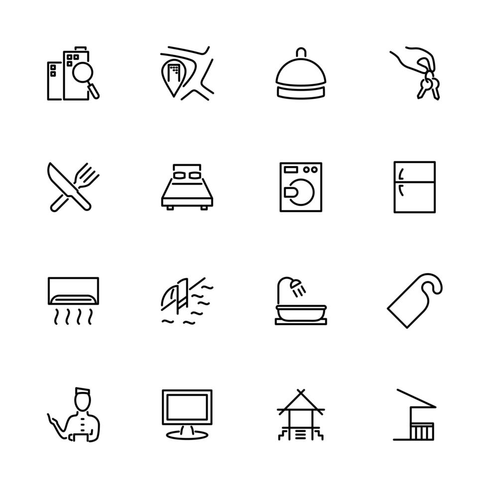 Set of Line Icons for Hotel Service or Activity vector