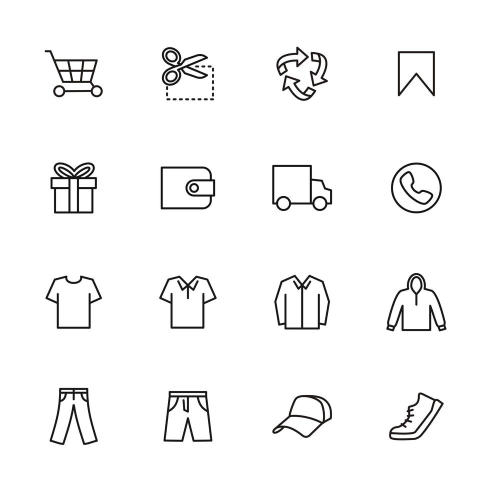 Set of Line Icons for Men's Casual Clothing vector