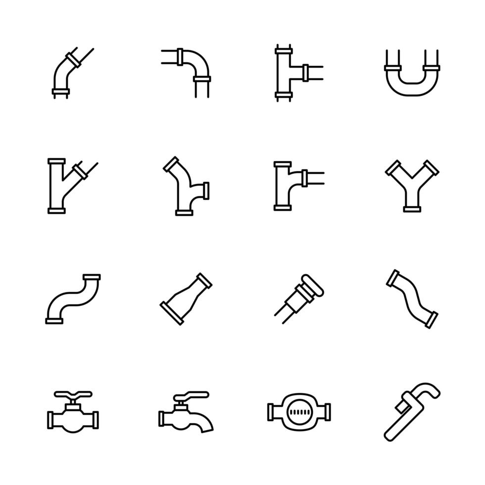 Pipe Pieces Icon Set  vector