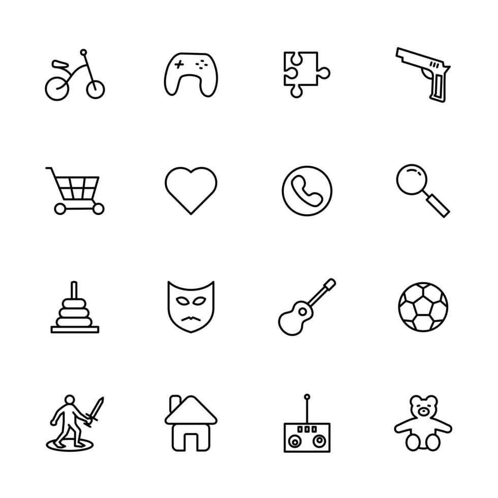 Toys and hobby line icon set  vector