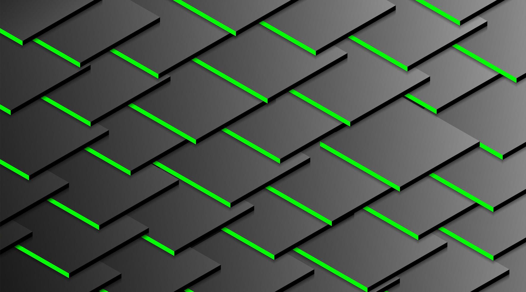 Gray 3d tile texture with green accents. vector