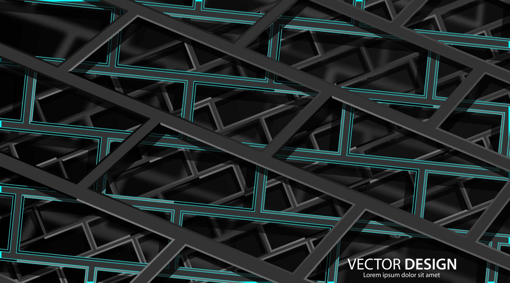 Abstract 3d black and dark green geometric architectural background  vector