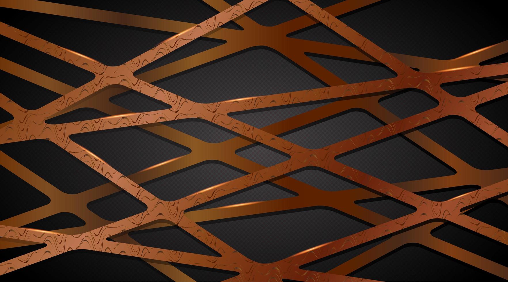 Abstract overlapping 3d copper gold line webbing  vector