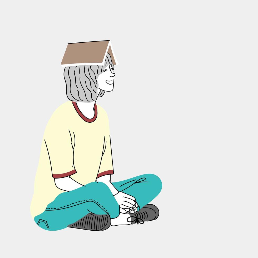 Woman sitting on the floor 1181732 Vector Art at Vecteezy