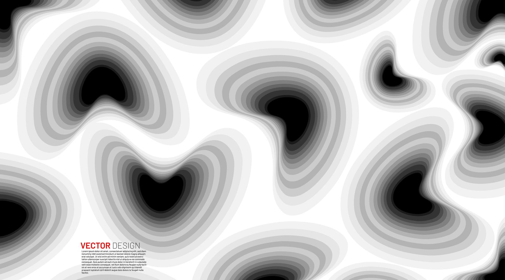 Fluid black and white gradient shapes background  vector