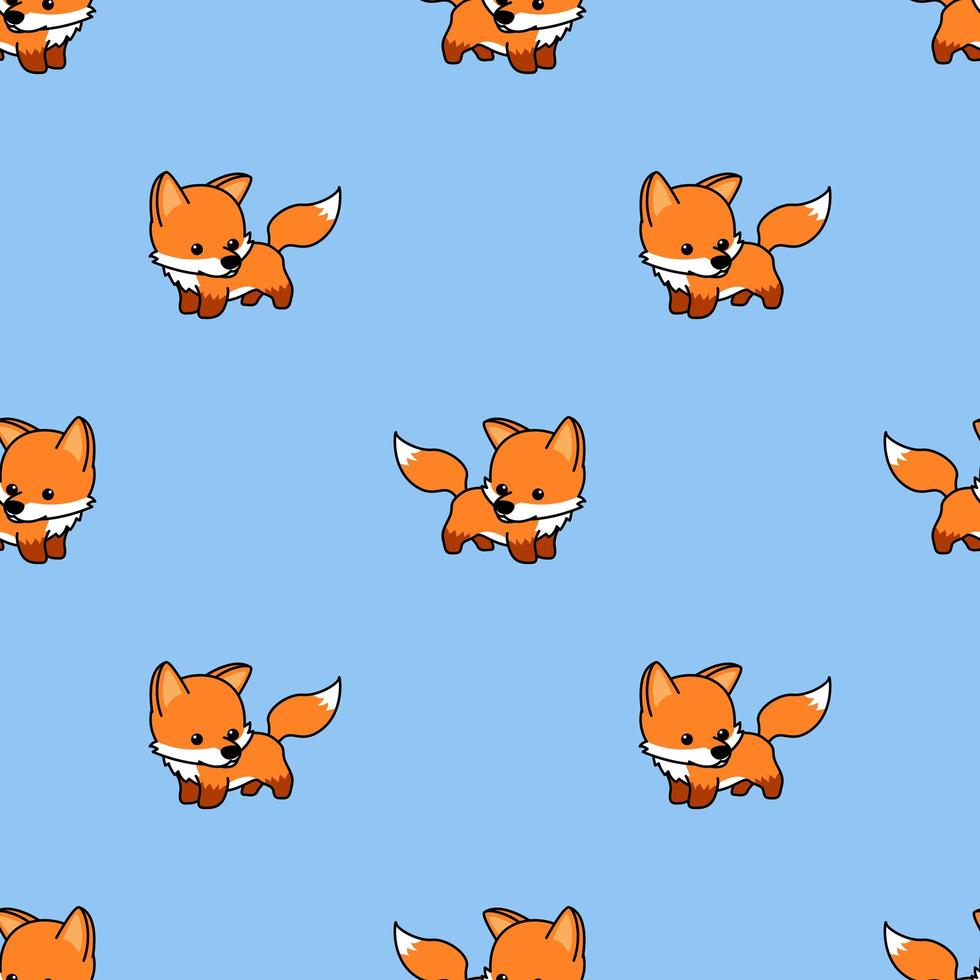 Cute baby fox cartoon seamless pattern vector