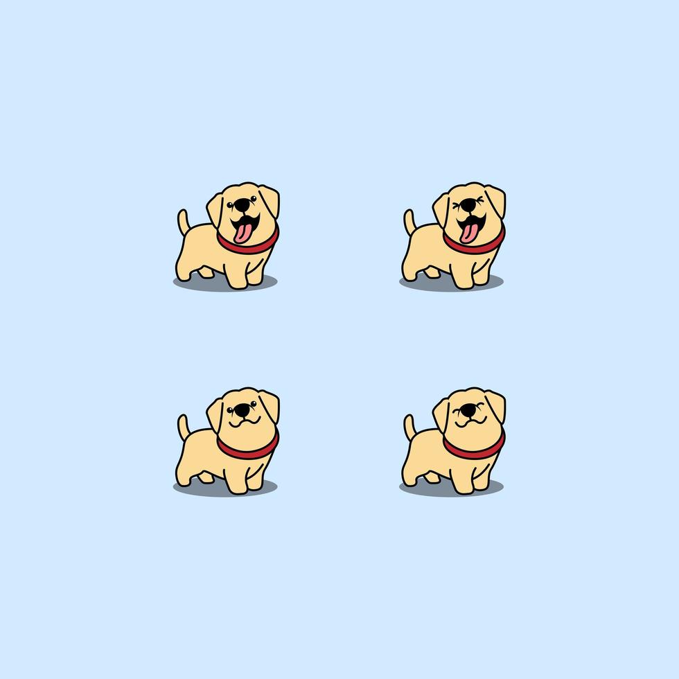 Cute labrador retriever puppy cartoon set vector