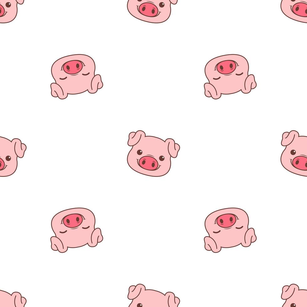 Cute Pig face cartoon seamless pattern vector