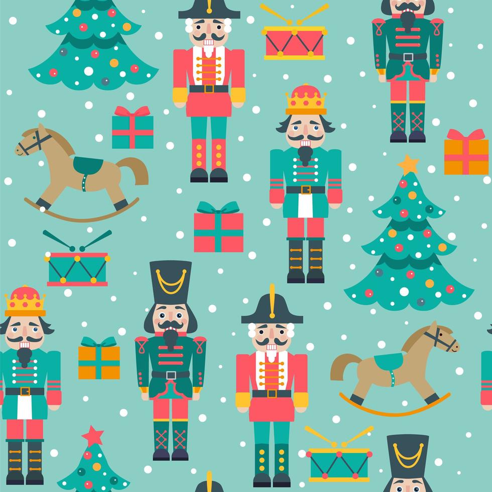 Christmas seamless pattern with nutcrackers vector