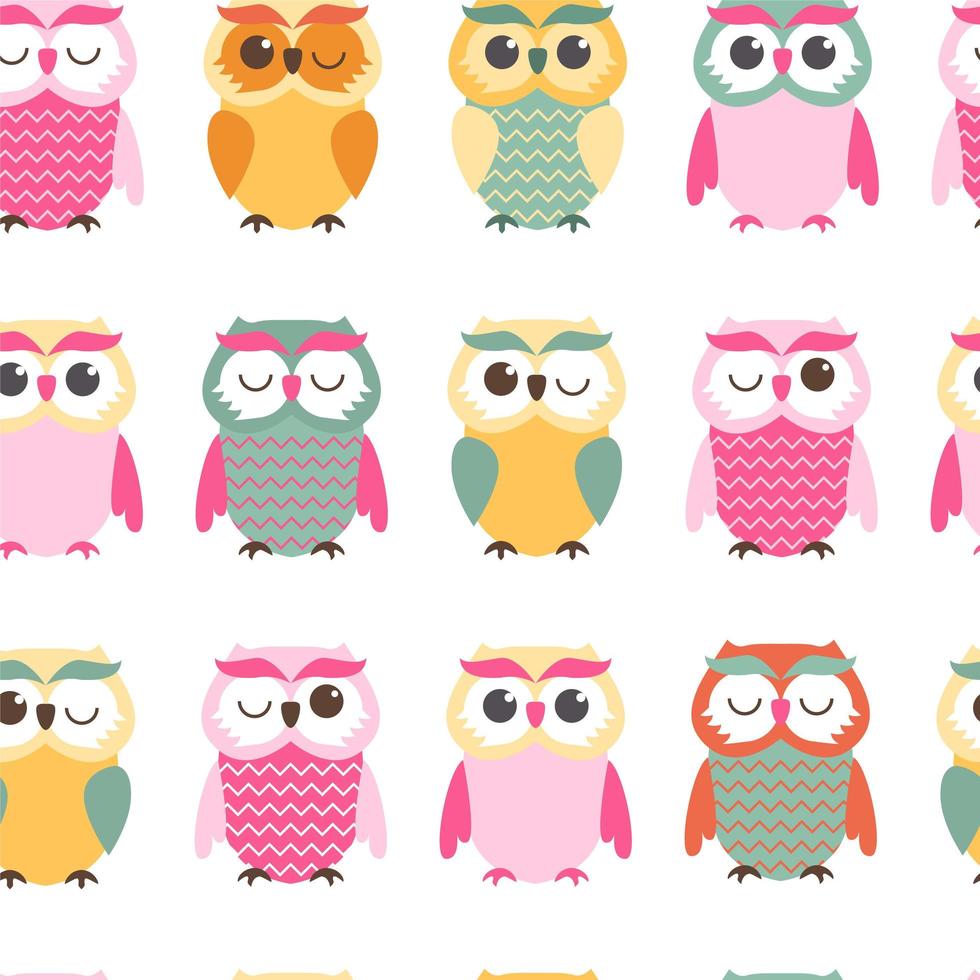 Seamless owls pattern vector